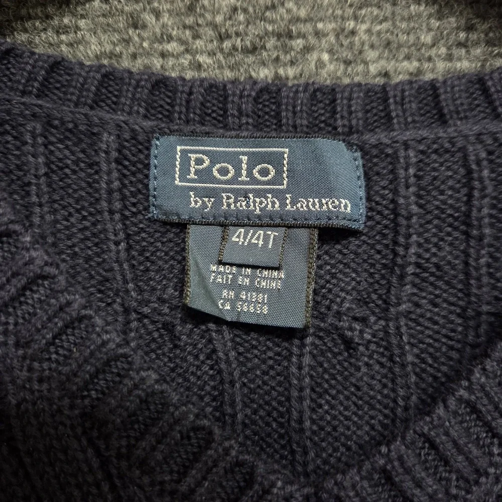 Polo Ralph Lauren Cable Knit Vest Boys 4 4T Blue Sleeveless Preppy Casual